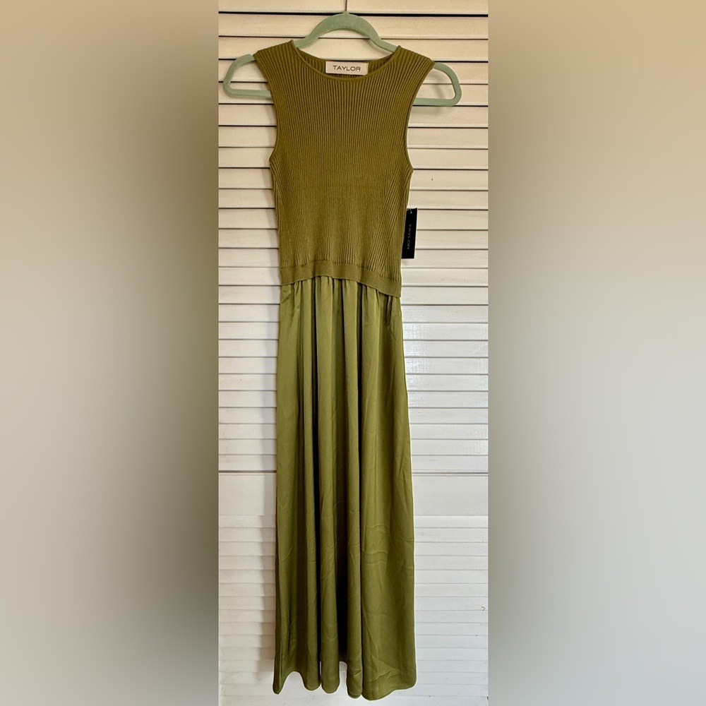 Taylor Sage Green Sleeveless Maxi Dress